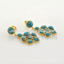 Magnifique Turquoise Gemstone Vermeil 925 Sterling Silver Jewelry Fabricant